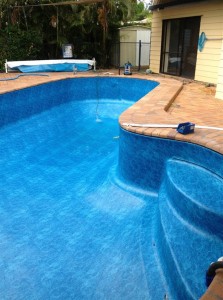 fibreglass pool resurfaced with Aqualux